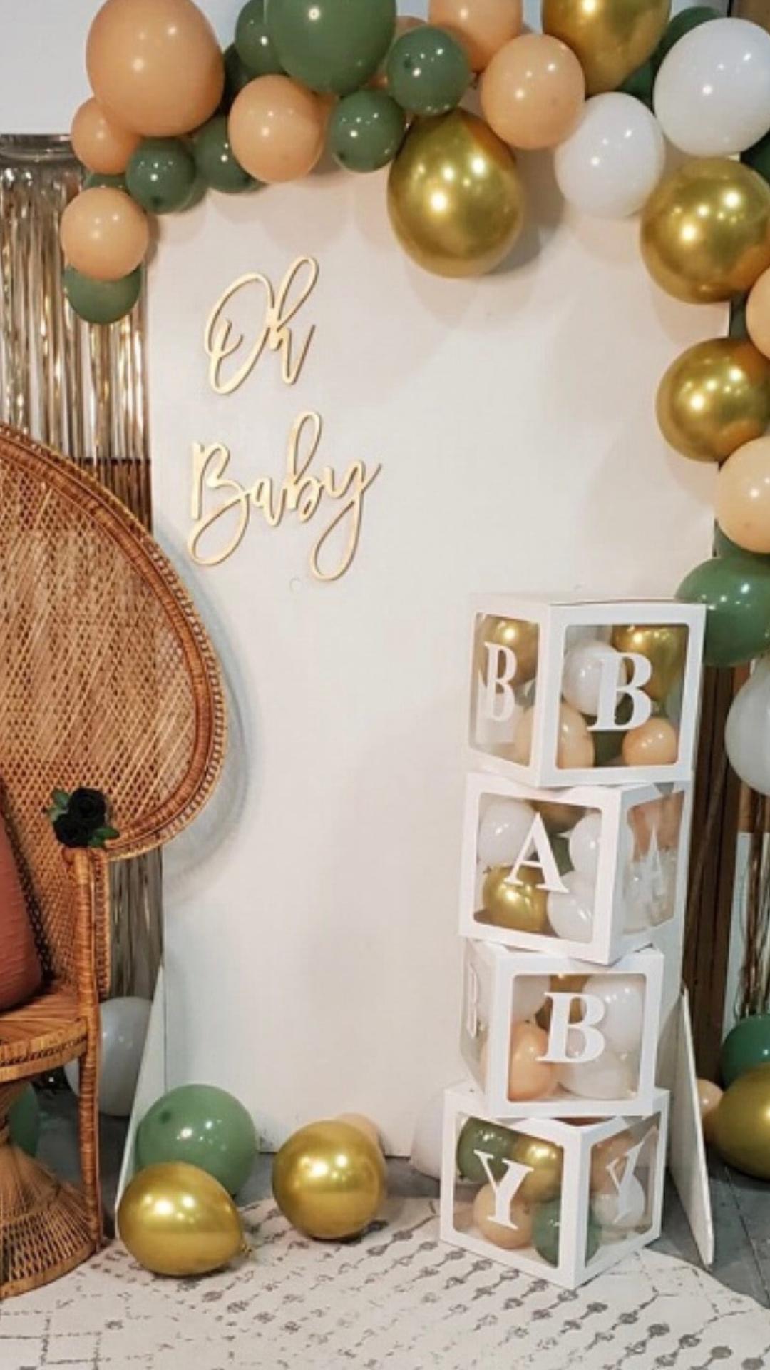 White Transparent BABY Boxes for baby shower, Baby Shower Decorations, Baby Shower Box, Balloon BABY Shower Boxes, Baby Boxes with Letters