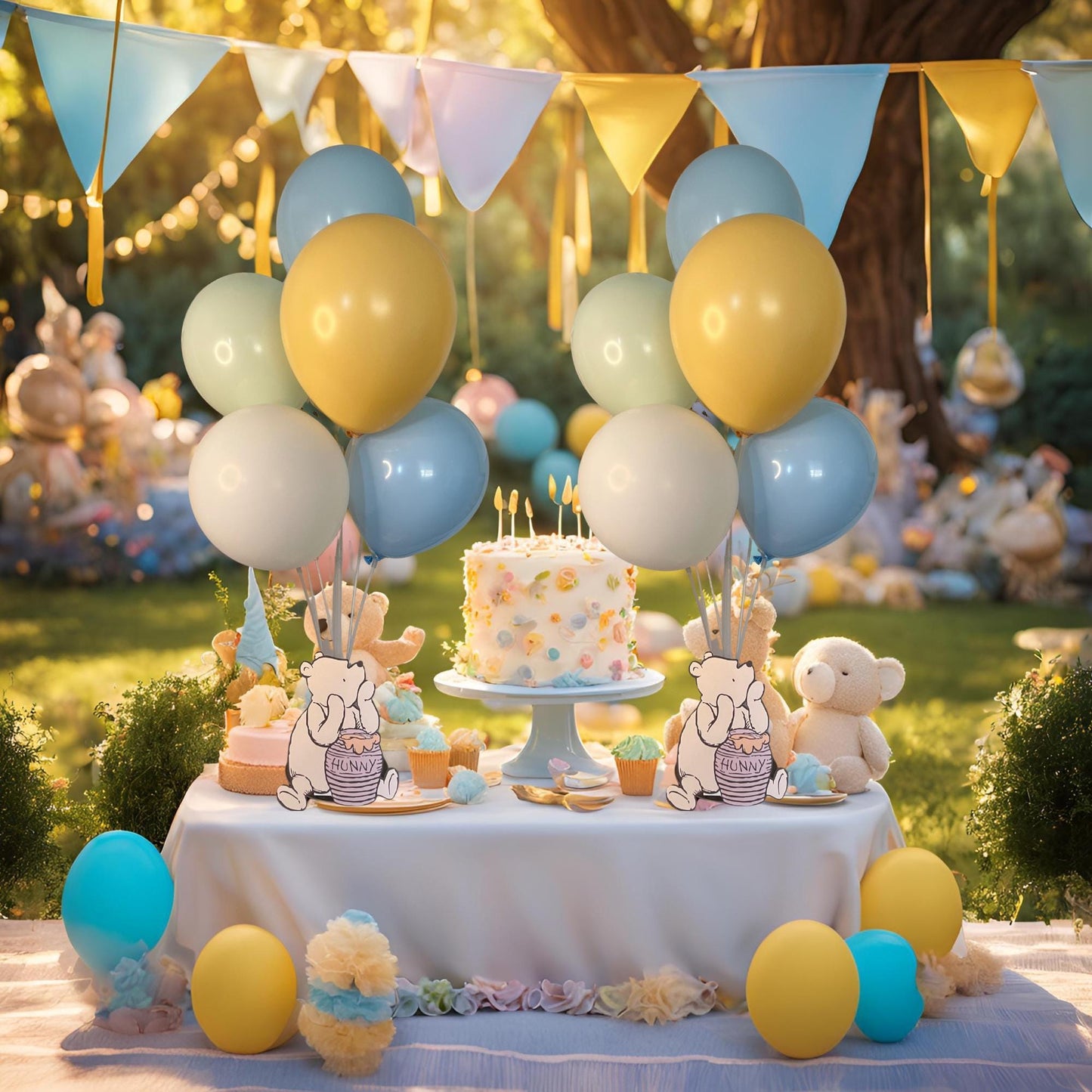 Classic Winnie the Pooh Baby Shower Balloon Centerpiece Set, Pooh Baby Shower Balloon Bouquet Set, Winnie the Pooh Baby Shower Decorations