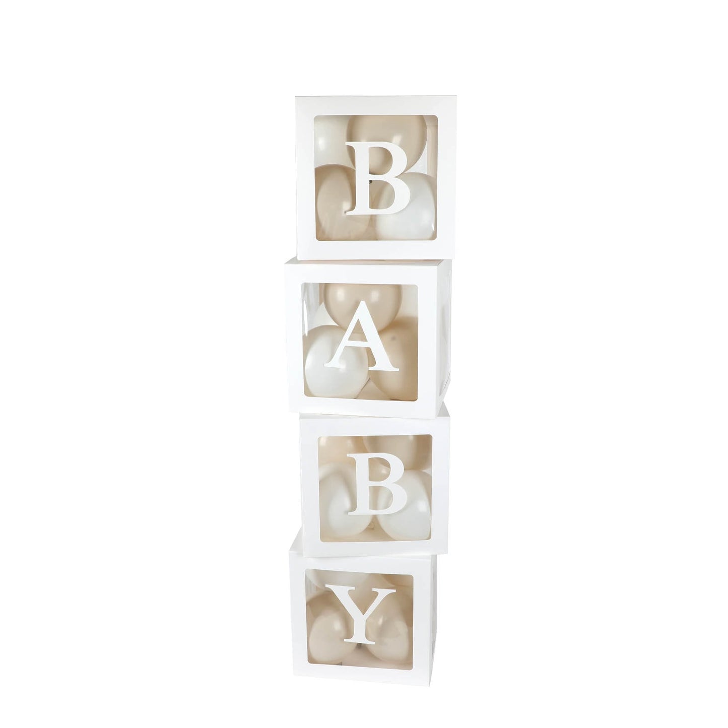 Boho Baby Shower Translucent Block Boxes, Bohemian Baby Shower Decorations, Pampas Grass Baby Shower Boxes for Photo Prop, Neutral Backdrop