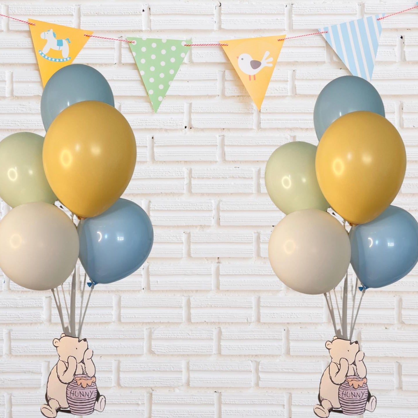 Classic Winnie the Pooh Baby Shower Balloon Centerpiece Set, Pooh Baby Shower Balloon Bouquet Set, Winnie the Pooh Baby Shower Decorations