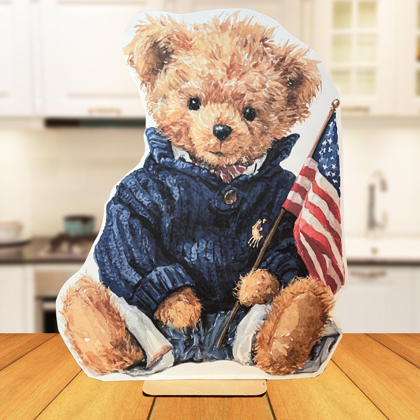 Preppy Vintage Thick Foam Cutout, Preppy Bear Baby Shower or Birthday Table Props, Table Centerpieces, Table Stands