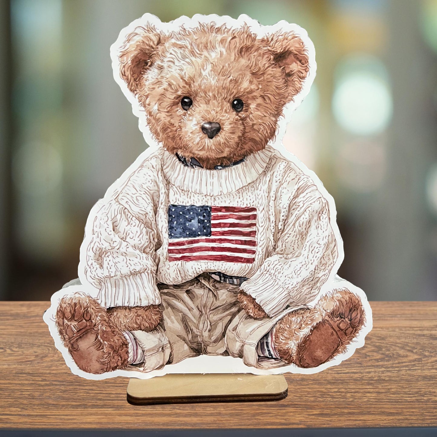 Preppy Vintage Bear Thick Foam Cutout, Preppy Bear Baby Shower or Birthday Table Props, Table Centerpieces, Table Stands