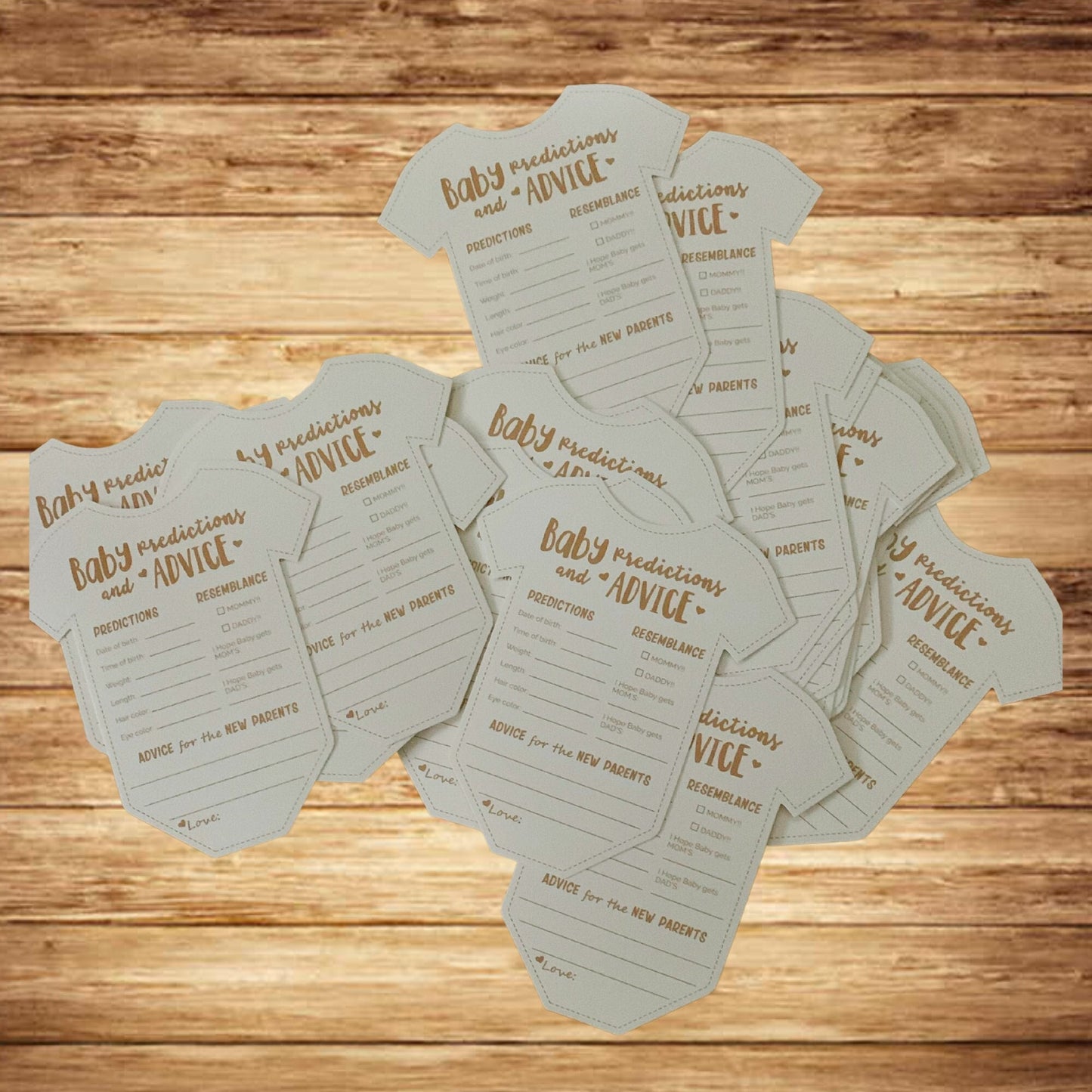 Set of 25 Baby Predictions Baby Shower Cards, Baby Advice Cards for Mom to Be, Baby Shower Advice Bodysuits, Baby Predictions Advice Cards