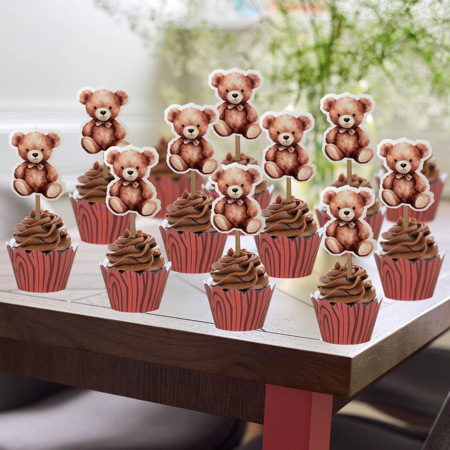 We Can Bearly Wait Cupcake Toppers-Teddy Bear Cupcake Toppers-Teddy Bear Baby Shower Toppers-Cute Bear Cupcake Toppers for Baby Shower