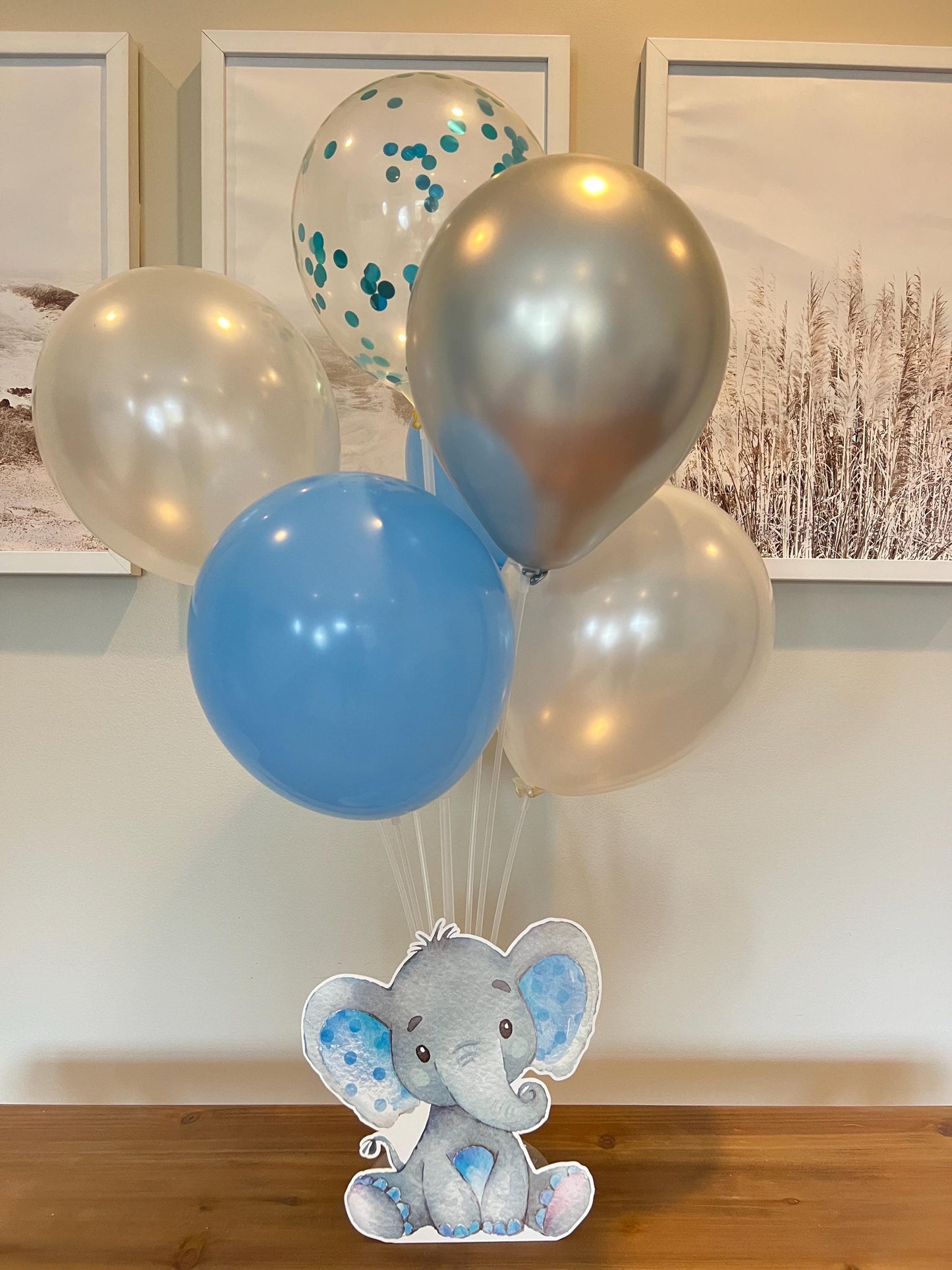 Elephant Baby Shower Balloon Centerpiece Set in Blue and Gray, Baby Boy Shower Balloon Bouquet Set, It's a Boy Baby Shower Decorations