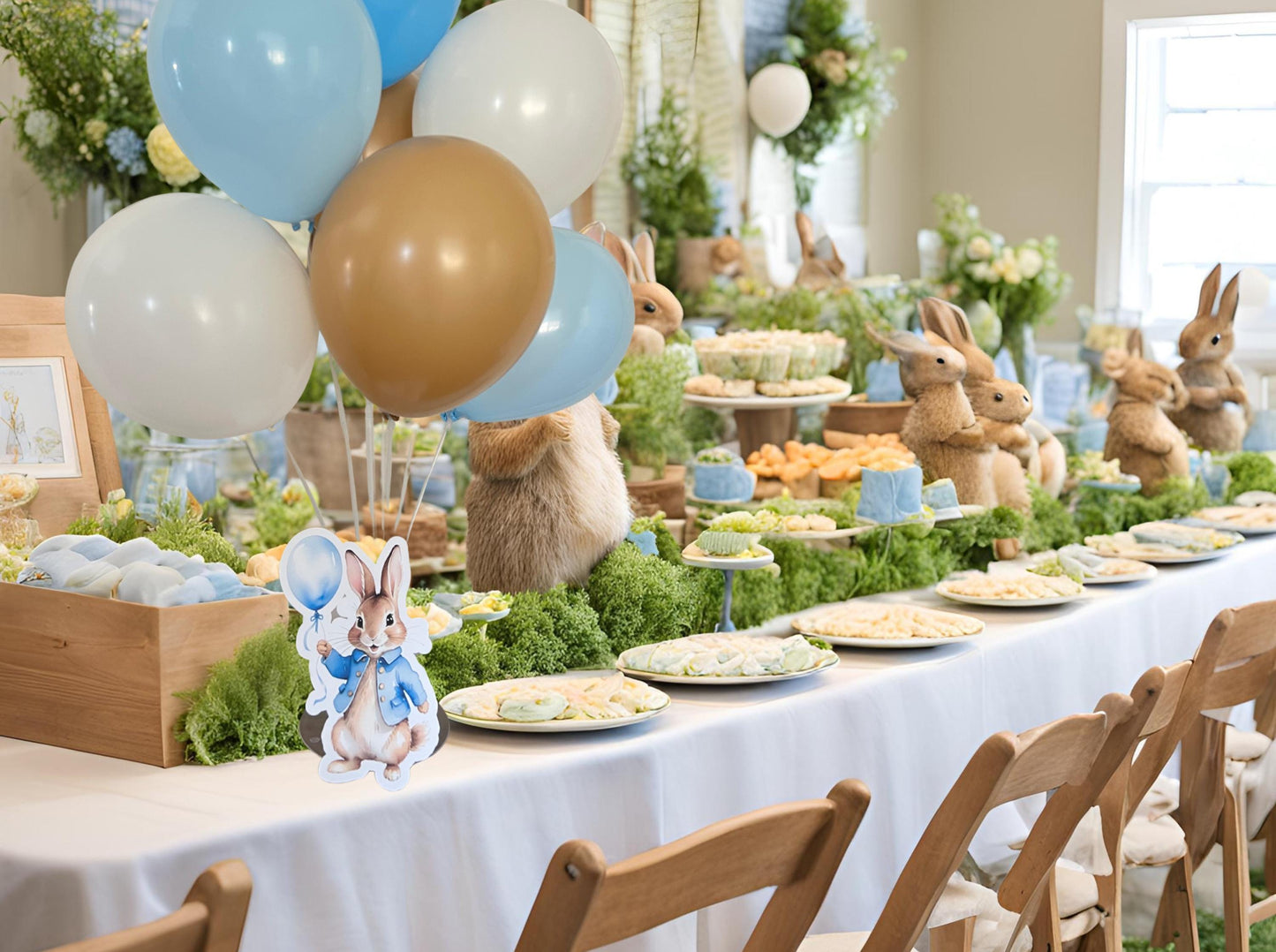 Set of 2 Peter Rabbit Inspired Balloon Centerpieces, Peter Rabbit Baby Shower Centerpieces, Peter Rabbit Party Decorations