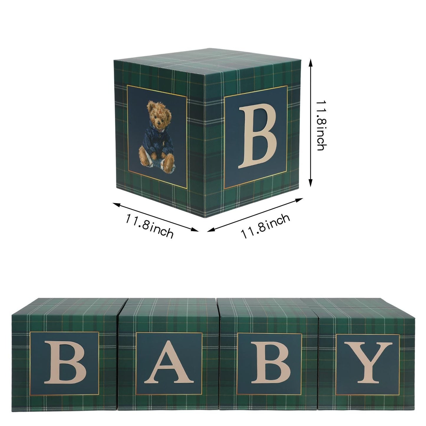 Preppy Bear Tartan Plaid Baby Shower Boxes | First Birthday | We Can Bearly Wait | Backdrop