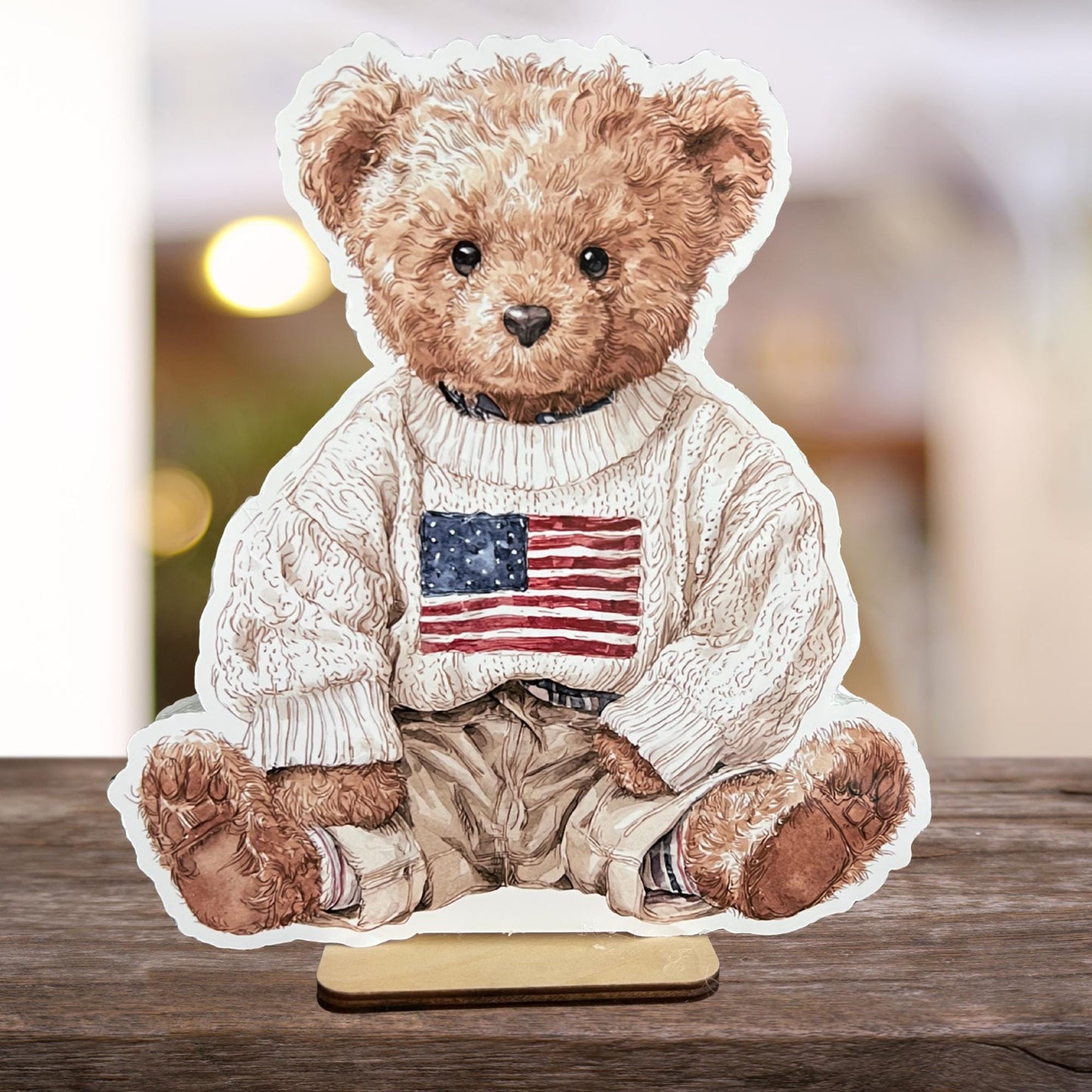Preppy Vintage Bear Thick Foam Cutout, Preppy Bear Baby Shower or Birthday Table Props, Table Centerpieces, Table Stands