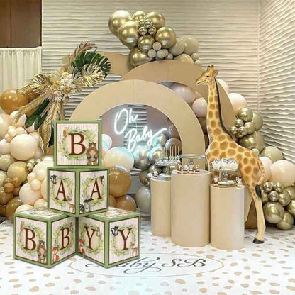 Woodland Animals Baby Block Balloon Box with Brown Letters, Baby Shower Decorations, Jumbo Balloon Boxes, Woodland Baby Shower Boxes