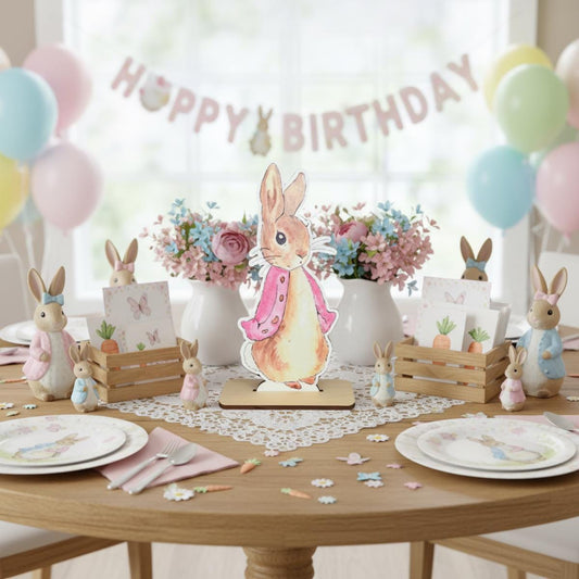 Peter Rabbit Cutout Pink - Peter Rabbit Centerpiece - Baby Shower - Birthday - Peter Rabbit Wooden Stand