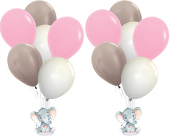 Elephant Baby Shower Balloon Centerpiece Set in Pink and Gray, Baby Girl Shower Balloon Bouquet Set, It's a Girl Baby Shower Decorations
