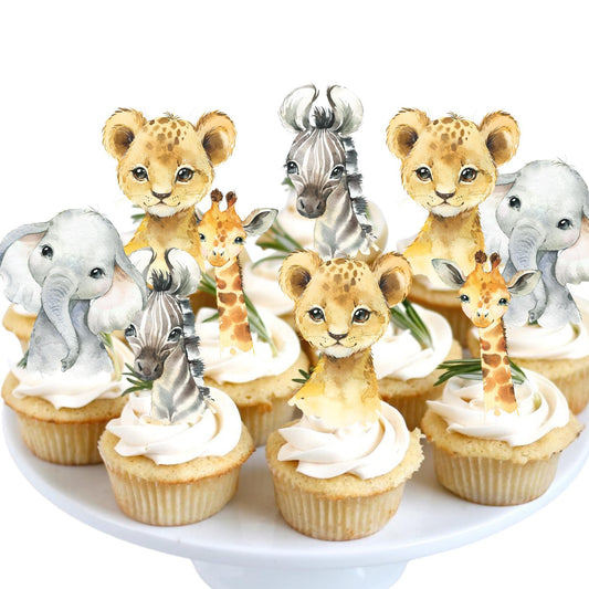 Safari Animals Cupcake Toppers-Wild One Cupcake Toppers-Wild One Birthday Party Decorations-Safari Baby Shower-Safari Party Decorations