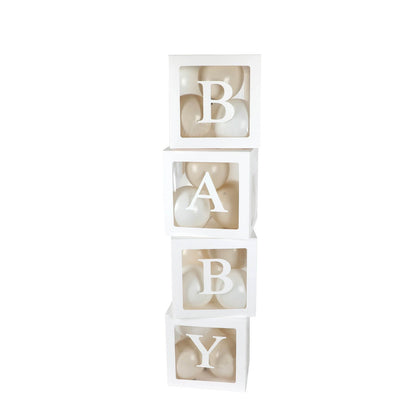 Boho Baby Shower Translucent Block Boxes, Bohemian Baby Shower Decorations, Pampas Grass Baby Shower Boxes for Photo Prop,  Neutral Backdrop