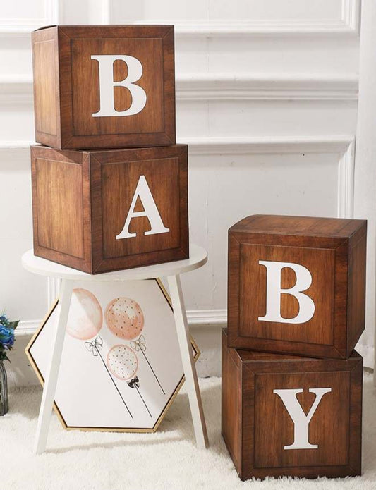 Wood Grain Baby Shower Boxes, Teddy Bear Baby Shower Boxes, Baby Block Boxes, DIY Baby Shower Photo Prop, Mom to Be Decorations, Baby Shower