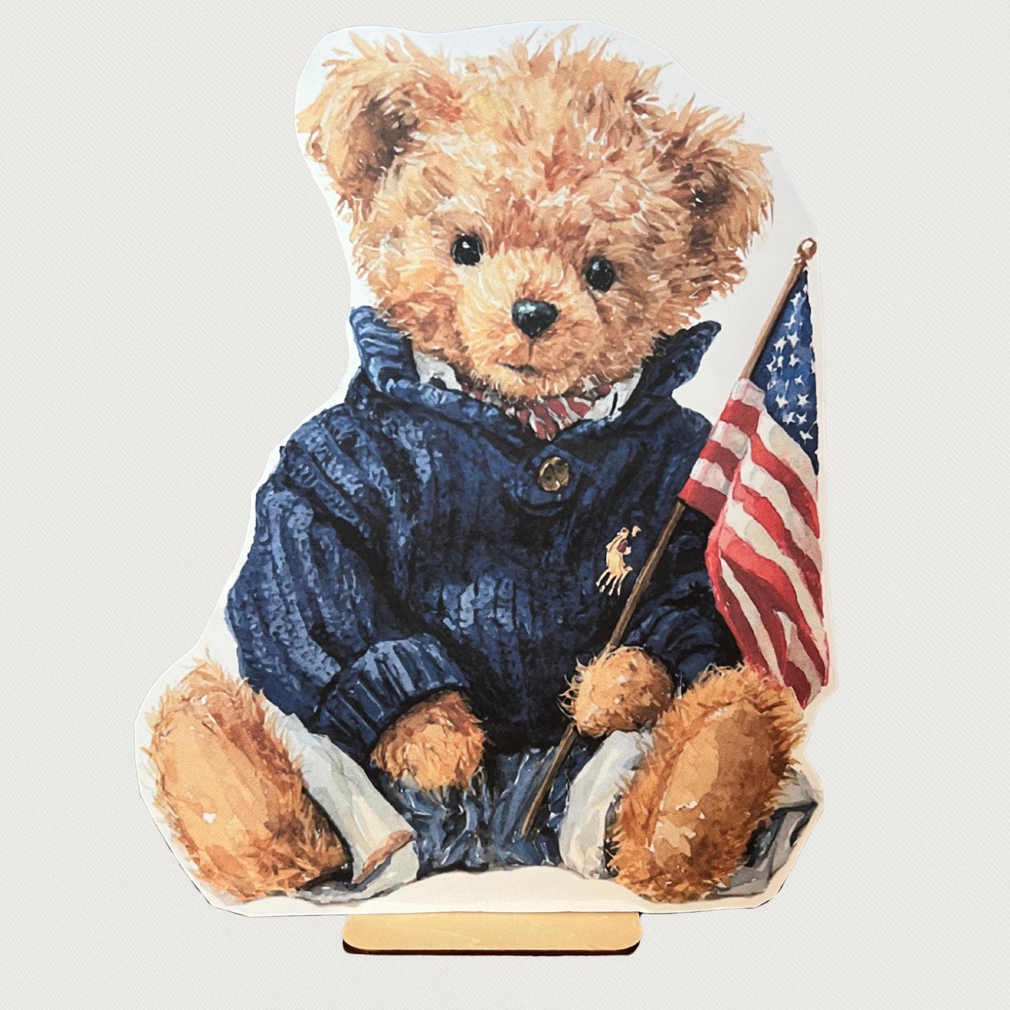 Preppy Vintage Thick Foam Cutout, Preppy Bear Baby Shower or Birthday Table Props, Table Centerpieces, Table Stands
