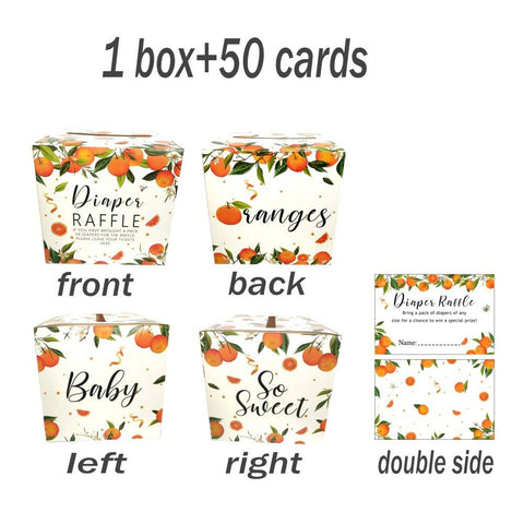 Little Cutie Diaper Raffle Box Kit, Diaper Raffle Box with Cards, Little Cutie Baby Shower Decorations, Citrus Baby Shower Diaper Raffle Box