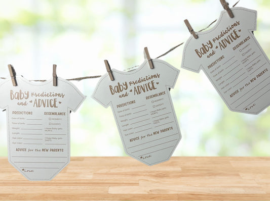Set of 25 Baby Predictions Baby Shower Cards, Baby Advice Cards for Mom to Be, Baby Shower Advice Bodysuits, Baby Predictions Advice Cards