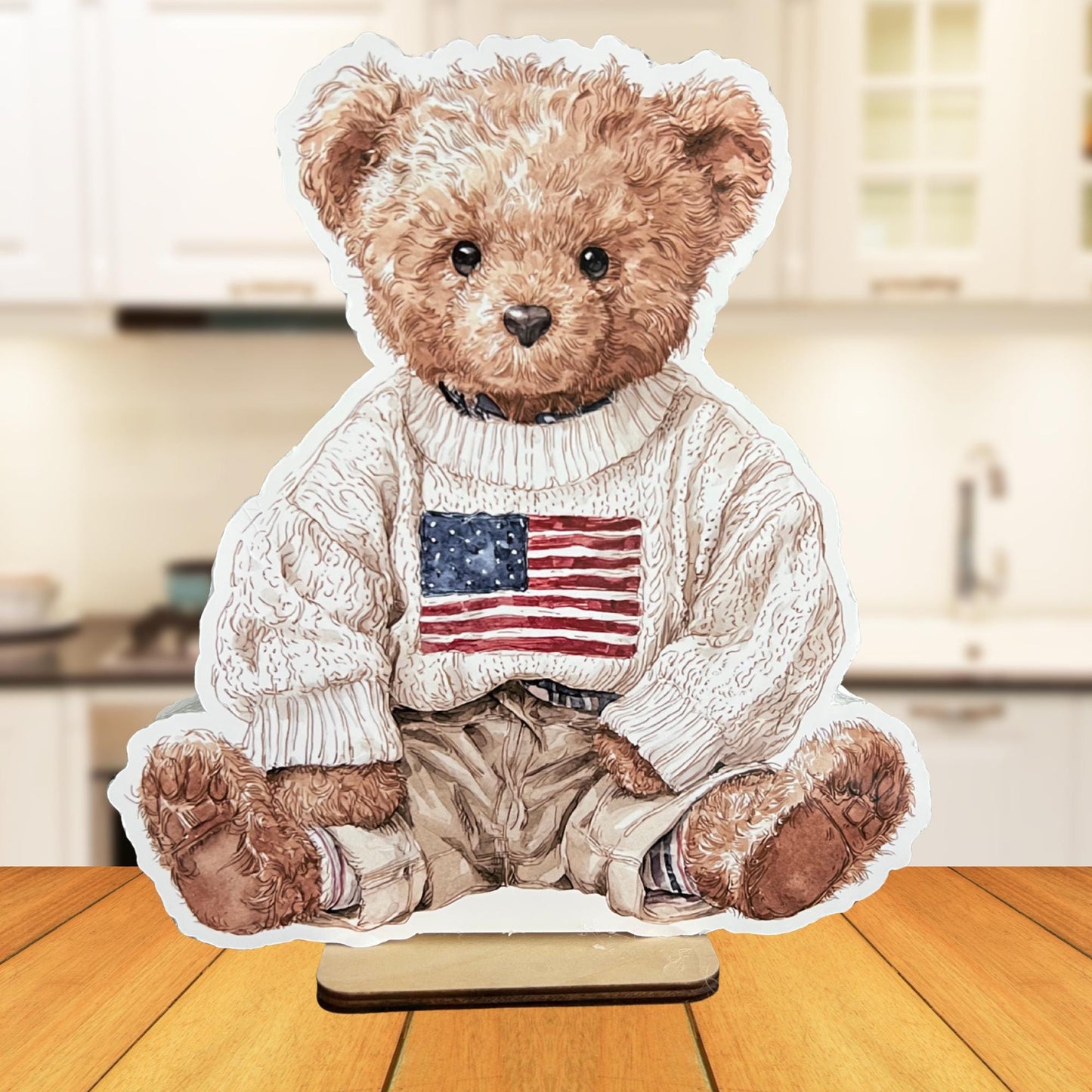 Preppy Vintage Bear Thick Foam Cutout, Preppy Bear Baby Shower or Birthday Table Props, Table Centerpieces, Table Stands