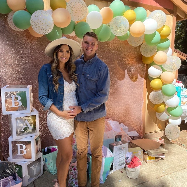 Baby Block Balloon Box with Letters, Baby Shower Decorations, Jumbo Transparent Balloon Boxes, Sage Green, White and Gold