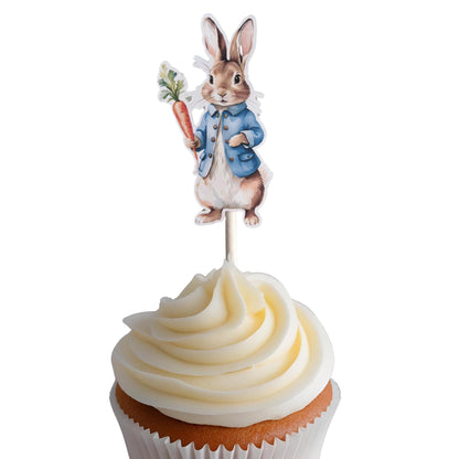 Set of 12 Peter Rabbit Inspired Cupcake Toppers, Peter Rabbit Inspired Cutouts, Peter Rabbit Baby Shower Treat Sticks