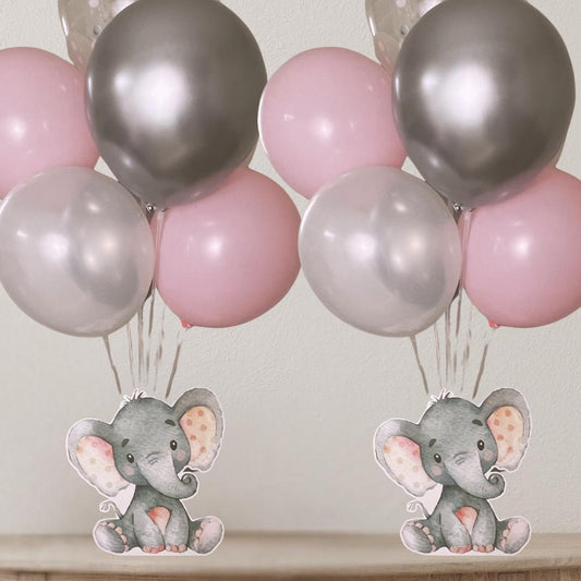 Elephant Baby Shower Balloon Centerpiece Set in Pink and Gray, Baby Girl Shower Balloon Bouquet Set, It's a Girl Baby Shower Decorations