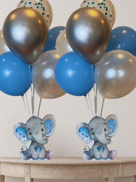 Elephant Baby Shower Balloon Centerpiece Set in Blue and Gray, Baby Boy Shower Balloon Bouquet Set, It's a Boy Baby Shower Decorations