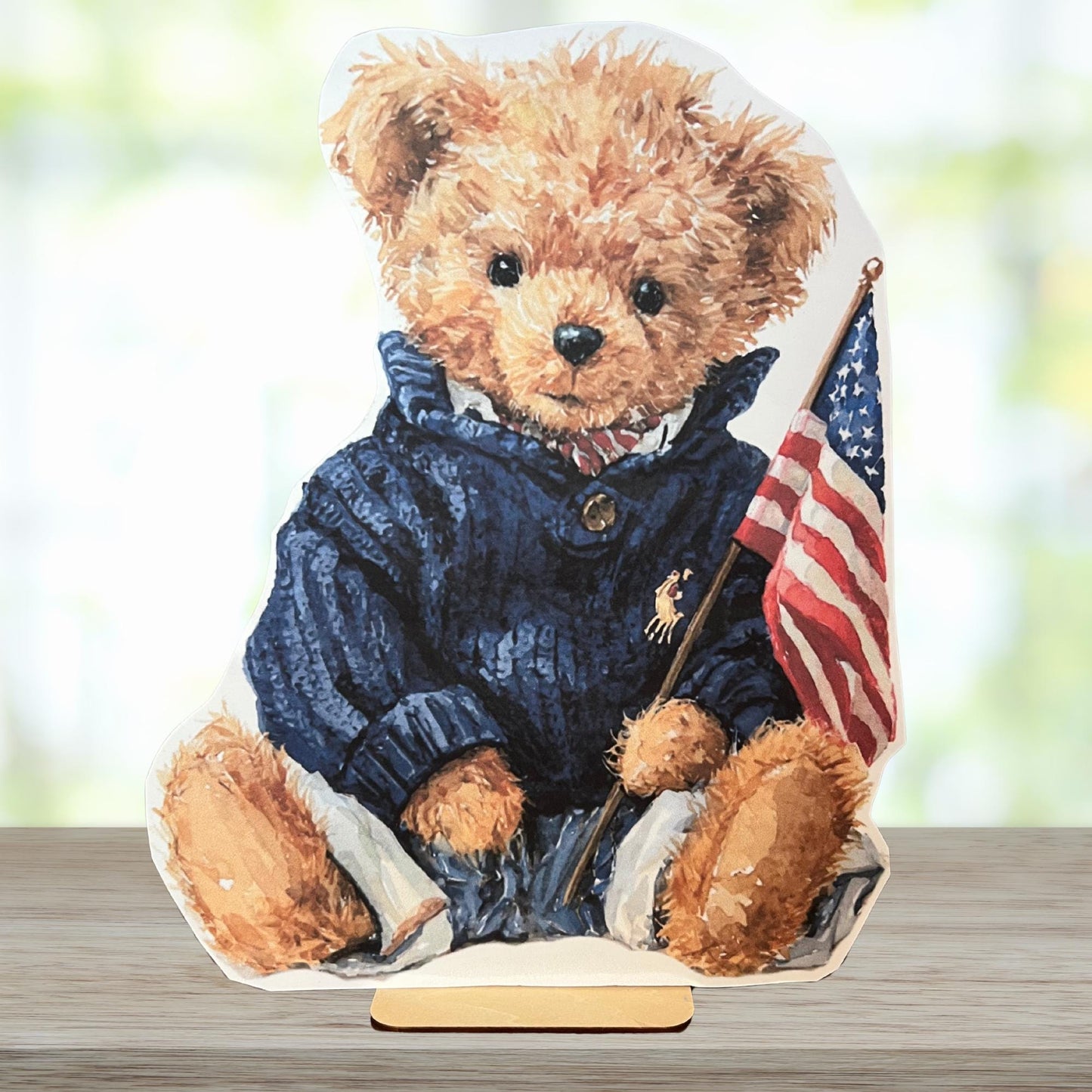 Preppy Vintage Thick Foam Cutout, Preppy Bear Baby Shower or Birthday Table Props, Table Centerpieces, Table Stands