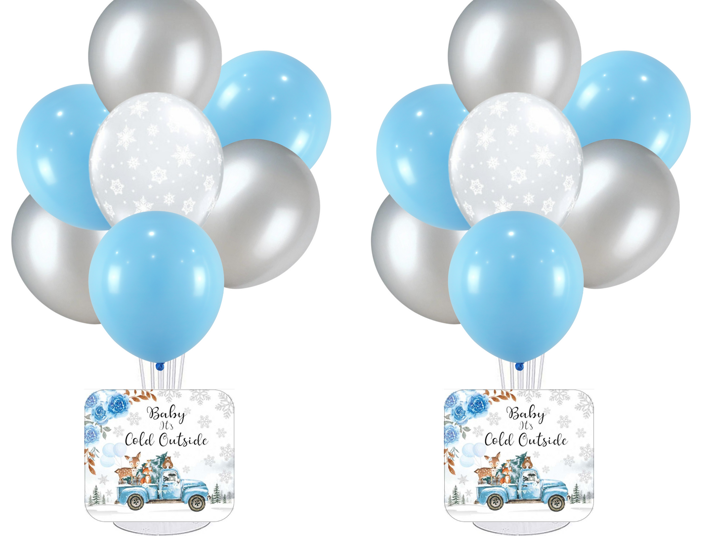 Baby It's Cold Outside Balloon Centerpieces, Baby It's Cold Outside Baby Shower for Boys, Woodland Winter Baby Shower