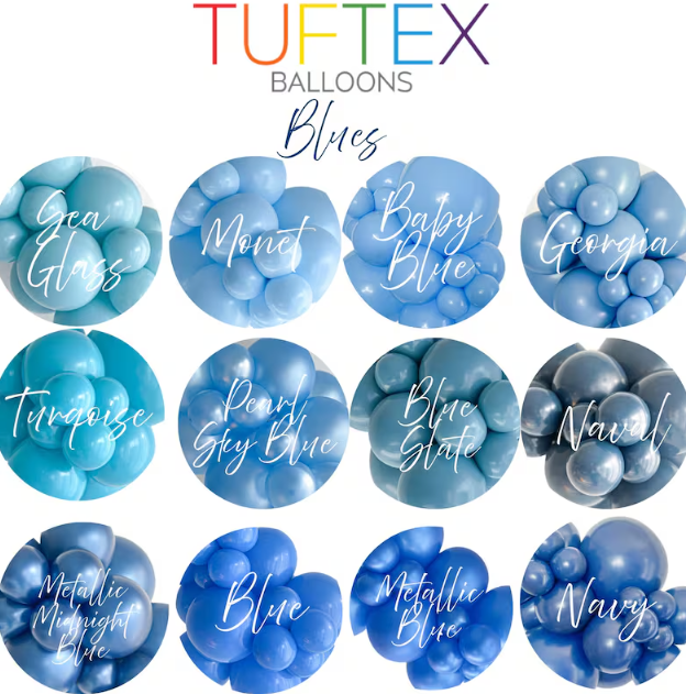 TUFTEX Blues Balloon Cluster Set | 7 x 11" Balloons, 1 x 18" Balloons, 4 x 5" Balloons | Party Balloon Bundle for Garland, Arch, or Decor