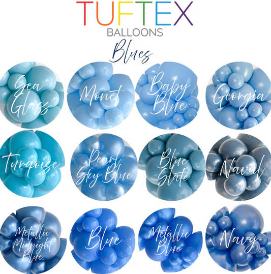 TUFTEX Blues Balloon Cluster Set | 7 x 11" Balloons, 1 x 18" Balloons, 4 x 5" Balloons | Party Balloon Bundle for Garland, Arch, or Decor
