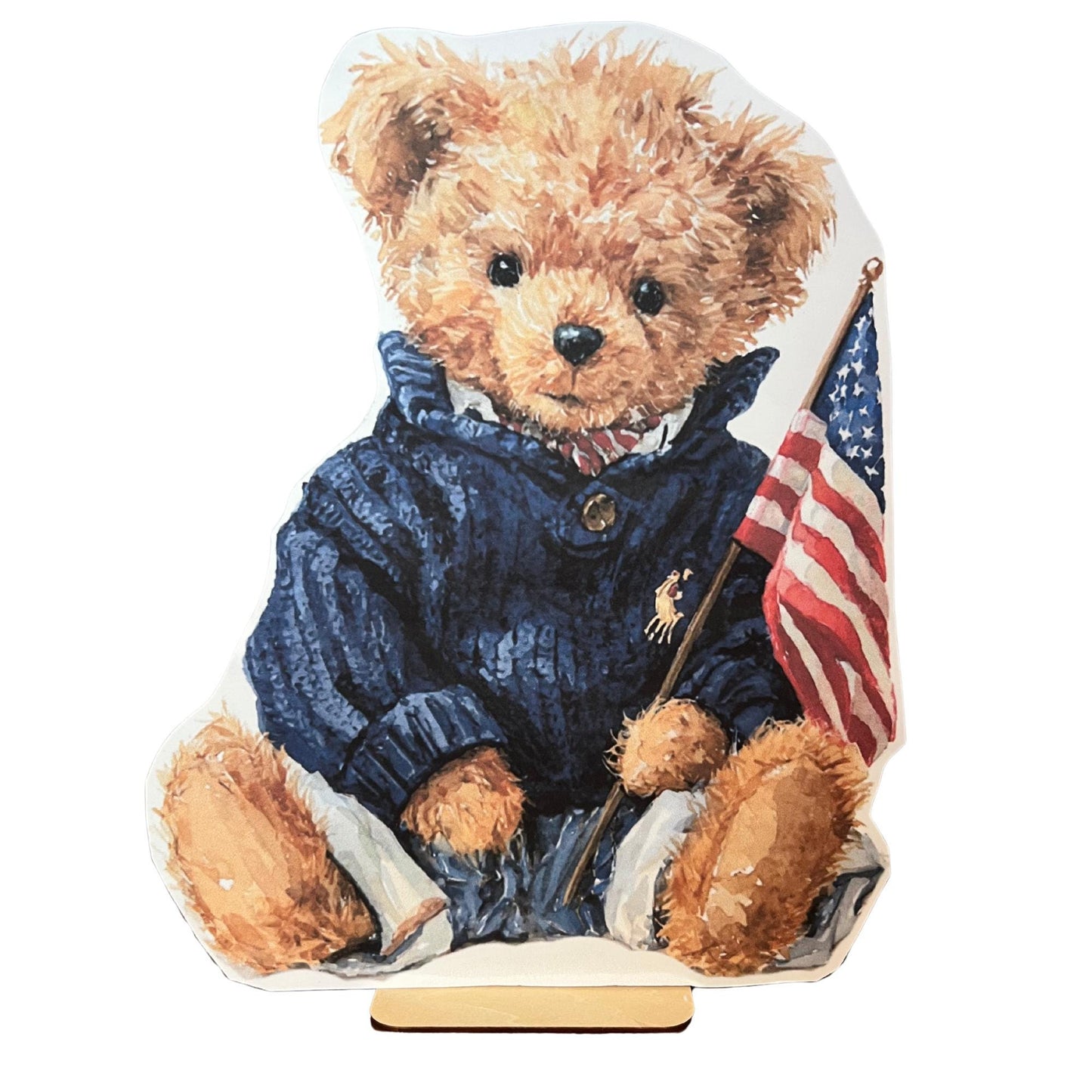 Preppy Vintage Thick Foam Cutout, Preppy Bear Baby Shower or Birthday Table Props, Table Centerpieces, Table Stands