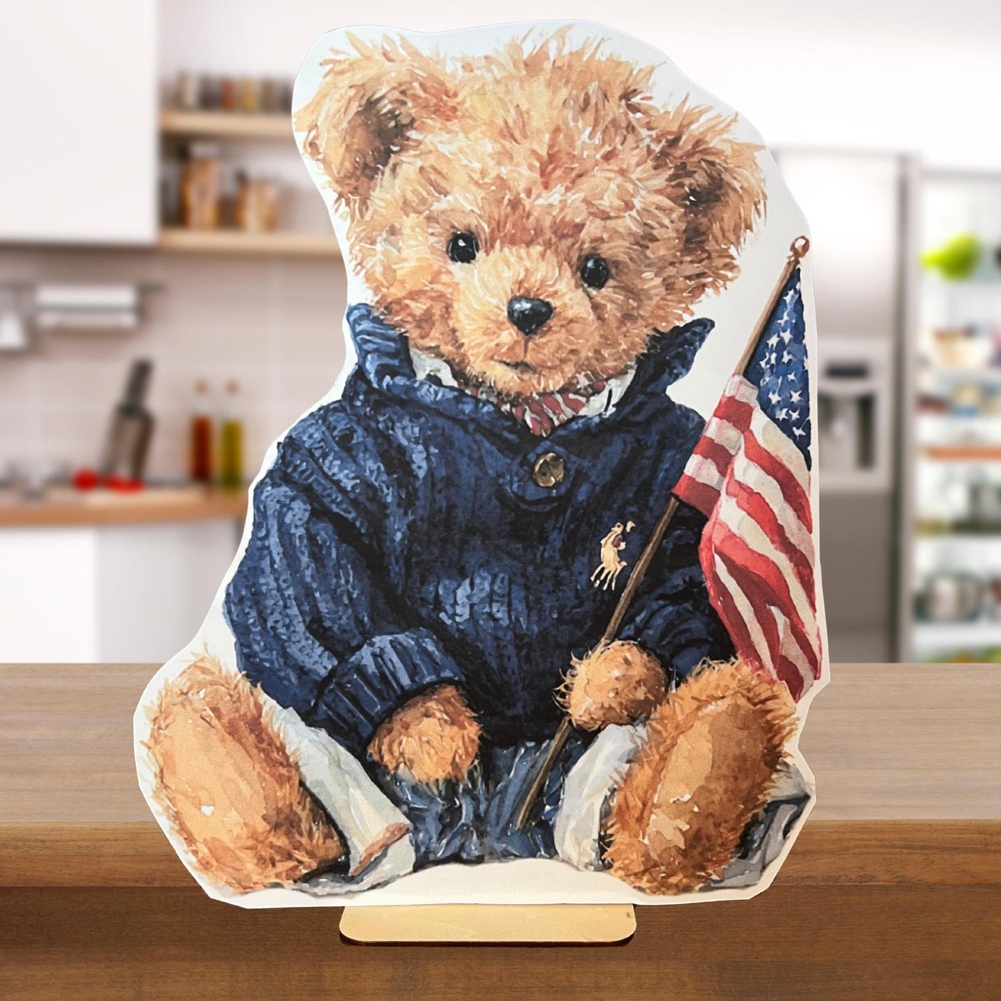 Preppy Vintage Thick Foam Cutout, Preppy Bear Baby Shower or Birthday Table Props, Table Centerpieces, Table Stands