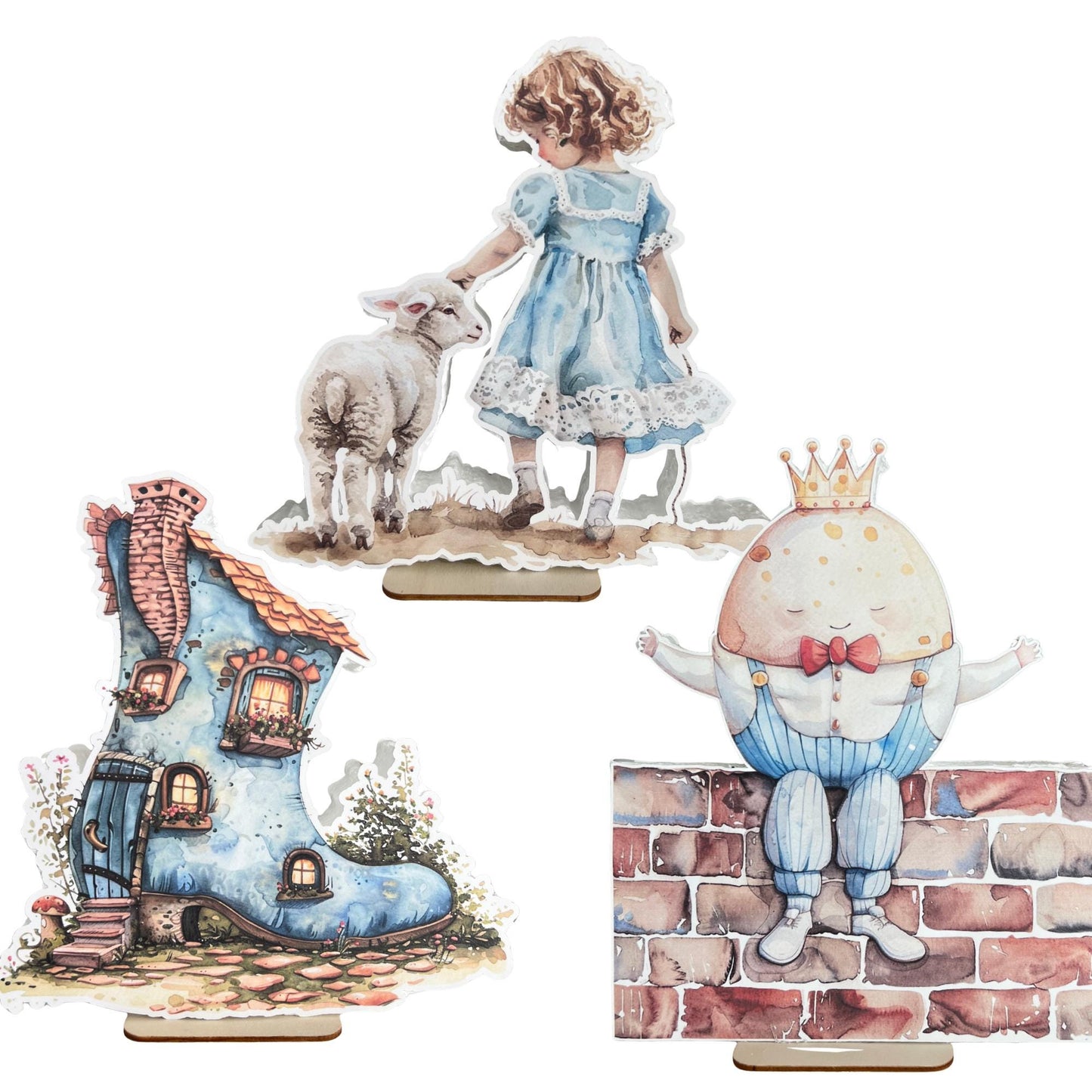 Nursery Rhymes Baby Shower Foam Cutouts with Wooden Stand, Centerpieces, Birthday Props, Humpty Dumpty Classic Nursery Rhymes Party