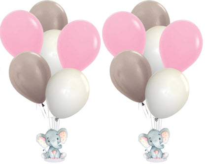 Elephant Baby Shower Balloon Centerpiece Set in Pink and Gray, Baby Girl Shower Balloon Bouquet Set, It's a Girl Baby Shower Decorations