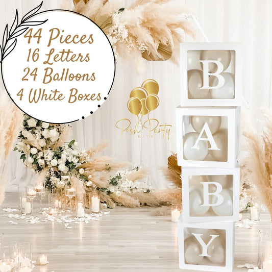 Boho Baby Shower Translucent Block Boxes, Bohemian Baby Shower Decorations, Pampas Grass Baby Shower Boxes for Photo Prop,  Neutral Backdrop
