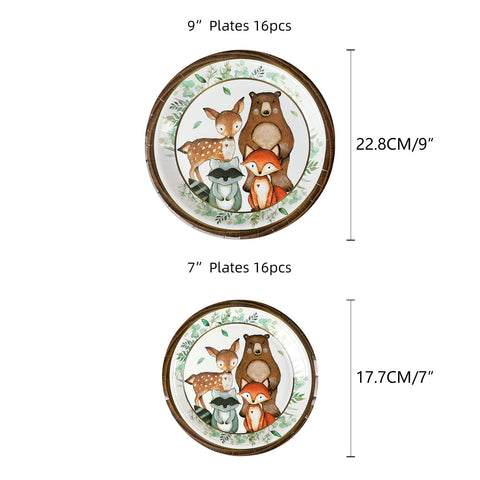 Woodland Creatures Party Supplies, Paper Plates, Paper Cubs, Napkins, Woodland Baby Shower Plates, Woodland Birthday Party Supplies, Animals