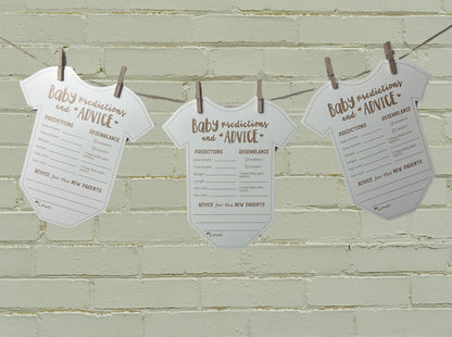 Set of 25 Baby Predictions Baby Shower Cards, Baby Advice Cards for Mom to Be, Baby Shower Advice Bodysuits, Baby Predictions Advice Cards