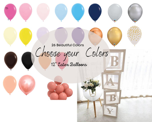 Baby Block Balloon Box with Letters, Baby Shower Decorations, Jumbo Transparent Balloon Boxes, Choose your Colors