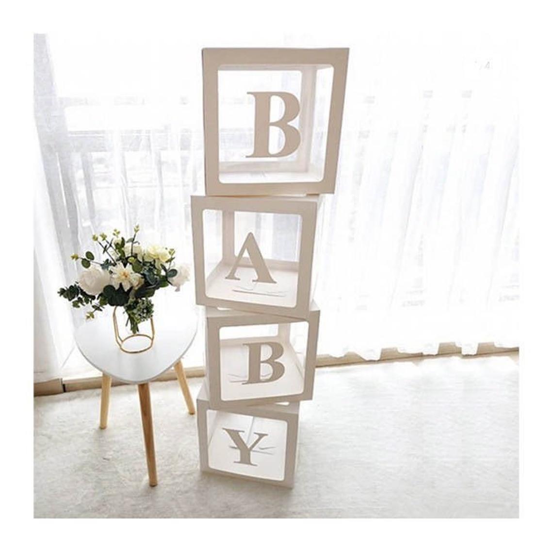 Baby Block Balloon Box with Letters, Baby Shower Decorations, Jumbo Transparent Balloon Boxes, Choose your Colors