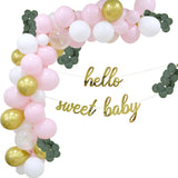 Pink and Gold Baby Shower Balloon Garland, Hello Sweet Baby Decorations, Pink and Gold Balloon Garland, Hello Sweet Baby Banner