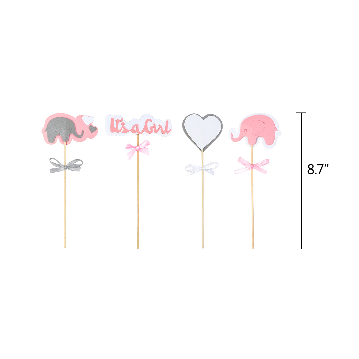 Elephant Baby Shower Party Package in Pink and Gray, Elephant Baby Shower Decorations-Little Peanut-Virtual Baby Shower