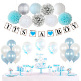 Elephant Baby Shower Party Package in Blue and Gray, Elephant Baby Shower Decorations-Little Peanut-Virtual Baby Shower