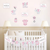 Elephant Baby Shower Centerpieces in Pink and Gray (24 pieces) - Elephant Decorations DIY