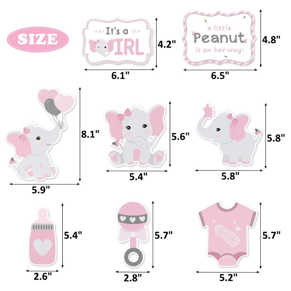 Elephant Baby Shower Centerpieces in Pink and Gray (24 pieces) - Elephant Decorations DIY