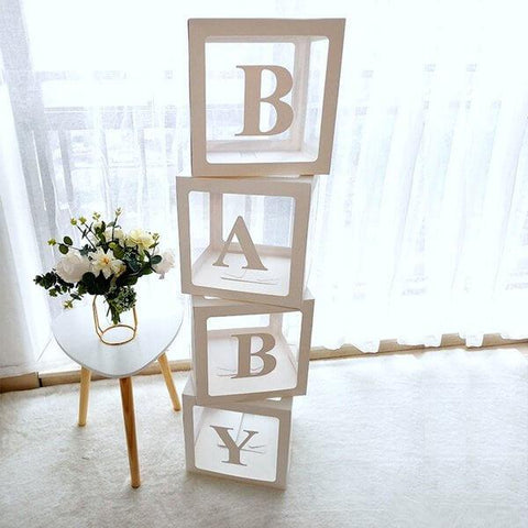 Baby Block Balloon Box with Letters, Baby Shower Decorations, Jumbo Transparent Balloon Boxes, Sage Green, White and Gold