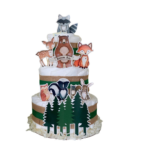 Mega Woodland Party Diaper Cake Kit-Woodland Baby Shower Decorations-Virtual Baby Shower
