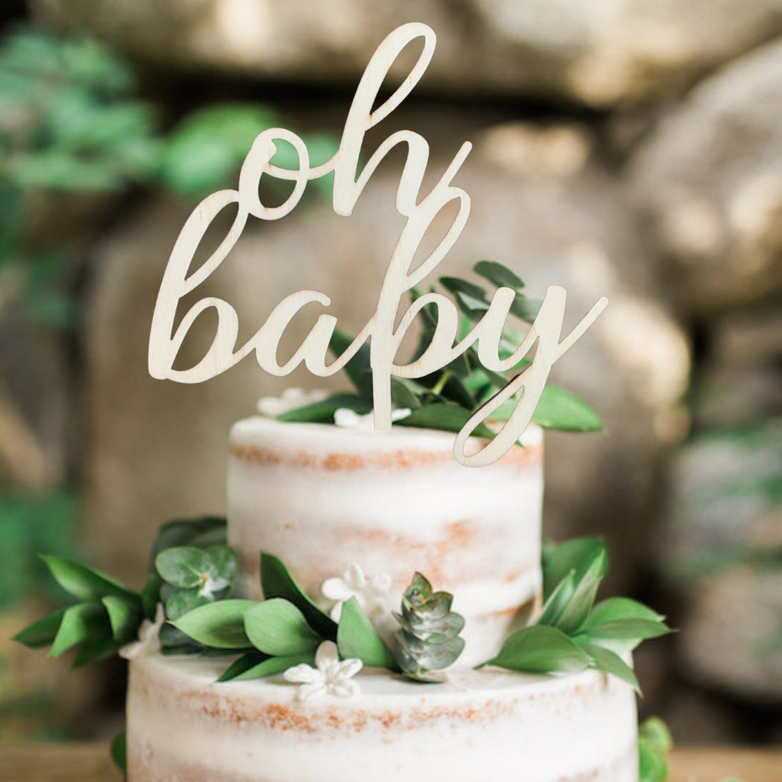 Oh Baby Wooden Cake Topper, Oh Baby Neutral Baby Shower Decoration