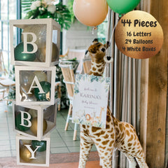Baby Block Balloon Box with Letters, Baby Shower Decorations, Jumbo Transparent Balloon Boxes, Green and Gold