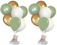 We can Bearly wait Balloon Centerpiece Set, Teddy Bear Baby Shower Balloon Bouquet Set, Sage Green, White, and Gold Balloons, Balloons